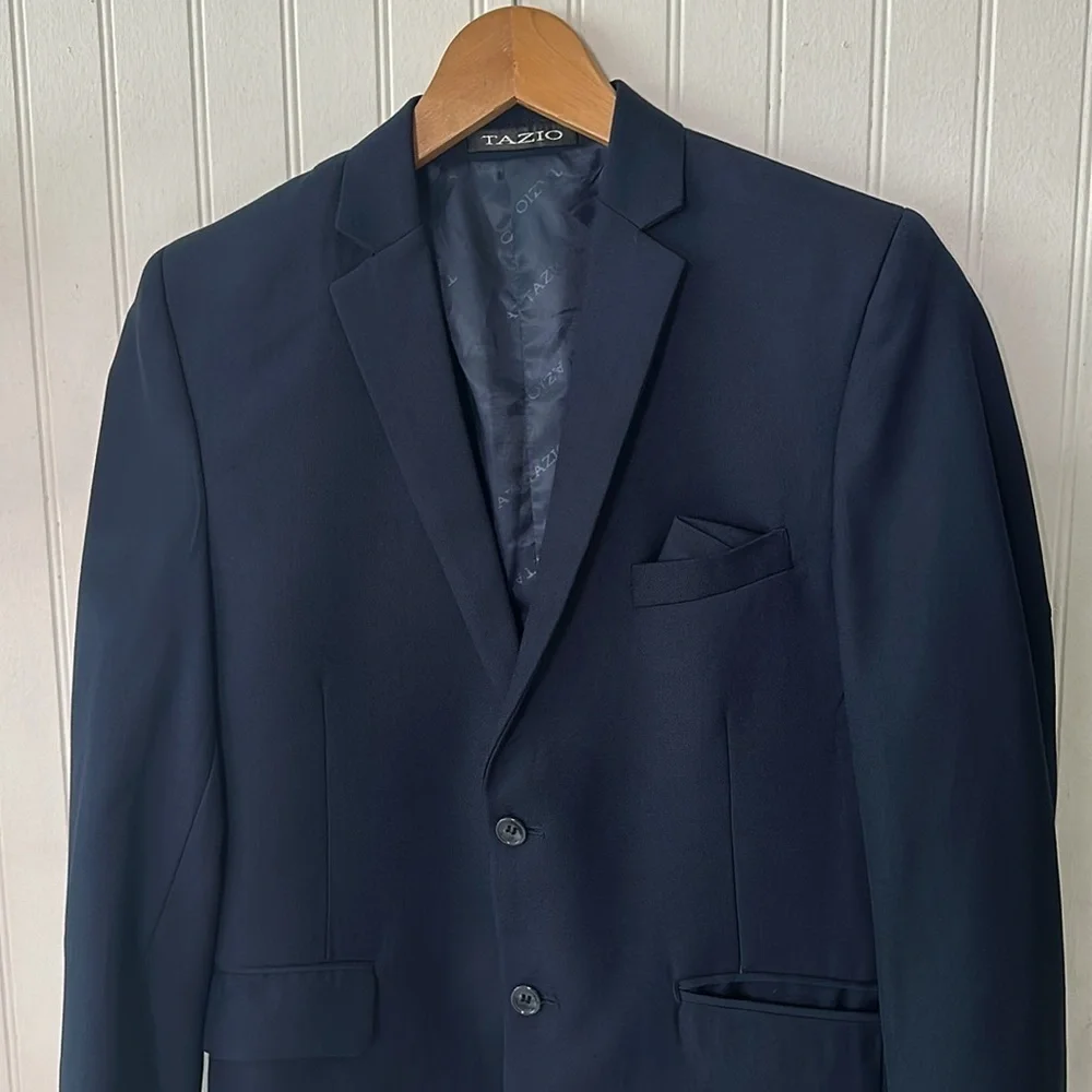 Tazio Navy Blue Jacket Blazer and Vest Like New sz 14